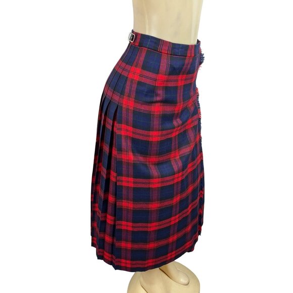 Triminghanis Women's Red Plaid Midi Skirt Sz 10 - Picture 2 of 8